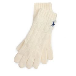 Rękawiczki Polo Ralph Lauren. Brązowe rękawiczki Polo Ralph Lauren, bez wzorów, z dzianiny. Za 449.99 zł.