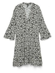Vero Moda Sukienka w kolorze beżowo-czarnym rozmiar: XS. Brązowe sukienki Vero Moda, na imprezę, s, bez wzorów, z tkaniny, klasyczne, bez kołnierzyka, bez ramiączek, mini, rozkloszowane. Za 74.28 zł.
