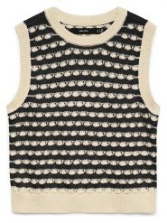 Vero Moda Bezrękawnik w kolorze czarno-beżowym rozmiar: L. Brązowe swetry Vero Moda, l, bez wzorów, z bawełny, bez ramiączek. Za 69.99 zł.