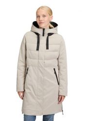 AMBER & JUNE Płaszcz zimowy w kolorze kremowym rozmiar: 46. Brązowe płaszcze AMBER & JUNE, na zimę, bez wzorów, z puchu, bez kaptura. Za 351.95 zł.