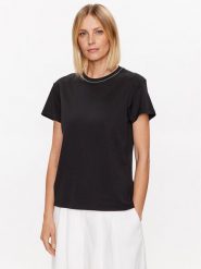 Fabiana Filippi T-Shirt JED273W126 Czarny Regular Fit. Czarne t-shirty Fabiana Filippi, bez wzorów, z bawełny, bez kołnierzyka, bez ramiączek. Za 479.99 zł.
