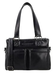 HIDE & STITCHES Skórzana torebka w kolorze czarnym - 27 x 18 x 10 cm rozmiar: onesize. Czarne torby na ramię HIDE & STITCHES, bez wzorów, z materiału, na ramię, bez dodatków. Za 252.99 zł.