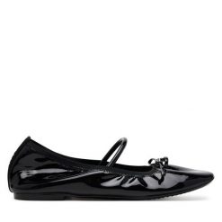 Baleriny DKNY. Czarne baleriny DKNY, bez wzorów, bez obcasa. Za 299.99 zł.