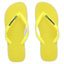 Japonki Havaianas Brasil Logo Neon. Żółte klapki Havaianas, bez wzorów, z gumy, bez obcasa. Za 69.99 zł.