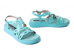 WONDERS C-6542 sea, sandały damskie. Niebieskie sandały Wonders, bez wzorów, ze skóry, bez obcasa, na obcasie, bez zapięcia. Za 539.90 zł.