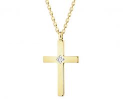 Naszyjnik z żółtego złota z diamentem - krzyż - 0,004 ct - próba 375. Żółte naszyjniki Apart, z diamentem, złote. Za 1,159.00 zł.