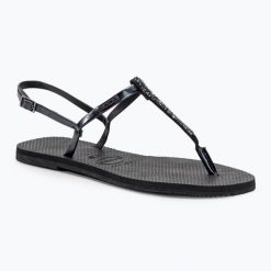 Sandały damskie Havaianas You Riviera. Czarne sandały Havaianas, bez wzorów, sportowe, bez obcasa, bez zapięcia. Za 359.99 zł.