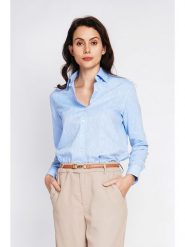 ASSUILI Lniana koszula w kolorze błękitnym rozmiar: 40. Niebieskie koszule Assuili, bez wzorów, ze lnu, klasyczne, bez kołnierzyka, bez ramiączek. Za 173.99 zł.