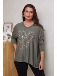 Curvy Lady Sweter w kolorze zielonym rozmiar: 48/50. Zielone swetry Curvy Lady, bez wzorów, z bawełny, bez ramiączek. Za 123.25 zł.