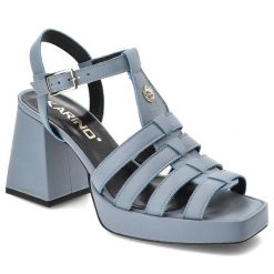 Niebieskie Sandały Karino Eleganckie Skórzane Buty. Niebieskie sandały Karino, bez wzorów, ze skóry, eleganckie, bez obcasa, na obcasie, bez zapięcia. Za 349.00 zł.