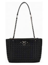 Guess Torebka "Nadira" w kolorze czarnym - 39 x 25 x 11 cm rozmiar: onesize. Czarne torby na ramię Guess, z aplikacjami, z materiału, na ramię, pikowane, bez dodatków. Za 588.81 zł.