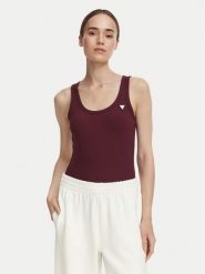 Guess Top V4YP06 K8RT2 Bordowy Slim Fit. Czerwone topy Guess, l, z aplikacjami, z wiskozy, bez kołnierzyka, bez ramiączek. Za 154.99 zł.