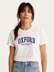 WOOOP Koszulka "Oxford University 2" w kolorze białym rozmiar: XL. Białe bluzki Wooop, xl, bez wzorów, z bawełny, bez kołnierzyka, bez ramiączek. Za 56.99 zł.
