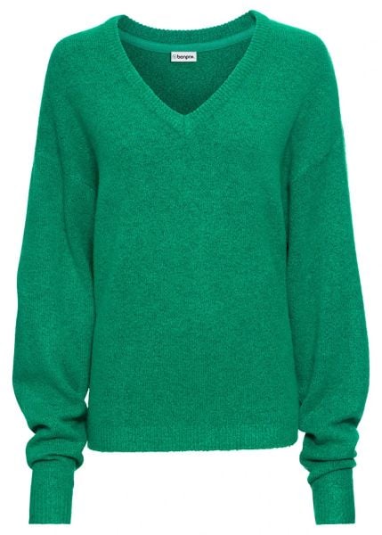 Sweter dzianinowy oversize. Niebieskie swetry bonprix, bez wzorów, z dzianiny, bez ramiączek. Za 97.99 zł.