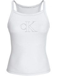 CALVIN KLEIN JEANS Top w kolorze białym rozmiar: M. Białe topy Calvin Klein Jeans, m, bez wzorów, z jeansu, bez kołnierzyka, bez ramiączek. Za 92.42 zł.