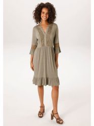 Aniston Sukienka w kolorze brązowym rozmiar: 42. Brązowe sukienki Aniston, bez wzorów, z koronki, bez kołnierzyka, bez ramiączek, midi. Za 173.99 zł.