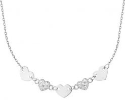Naszyjnik srebrny z cyrkoniami - serca. Szare naszyjniki Apart, z cyrkonią, srebrne. Za 269.00 zł.