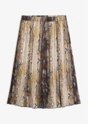 Spódnica plisowana z połyskującą nicią. Czarne spódnice bonprix, bez wzorów, ze skóry, eleganckie. Za 149.99 zł.