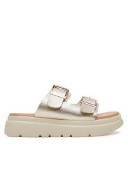 Clara Barson Klapki H3T9409-6 Złoty. Żółte klapki Clara Barson, bez wzorów, z materiału, bez obcasa. Za 119.99 zł.