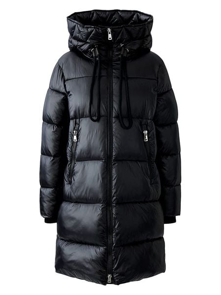 Oui Płaszcz zimowy w kolorze czarnym rozmiar: 40. Czarne płaszcze Oui, na zimę, bez wzorów, z puchu, bez kaptura. Za 737.96 zł.