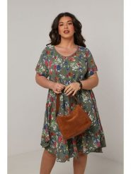 Curvy Lady Sukienka w kolorze khaki rozmiar: 44/46. Brązowe sukienki Curvy Lady, bez wzorów, klasyczne, bez kołnierzyka, bez ramiączek, midi. Za 158.95 zł.