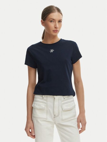Tommy Hilfiger T-Shirt WW0WW48710 Granatowy Slim Fit. Niebieskie t-shirty TOMMY HILFIGER, m, bez wzorów, z bawełny, bez kołnierzyka, bez ramiączek. Za 113.99 zł.