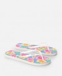 Japonki damskie Rip Curl Mixed Bloom Open Toe. Niebieskie klapki Rip Curl, bez wzorów, z materiału, z otwartym noskiem, bez obcasa. Za 77.99 zł.
