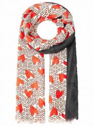 Zwillingsherz Szal w kolorze beżowo-czerwono-czarnym rozmiar: onesize. Brązowe szaliki Zwillingsherz, bez wzorów, ze splotem. Za 109.00 zł.