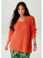 Aniston Sweter w kolorze pomarańczowym rozmiar: 50. Pomarańczowe swetry Aniston, bez wzorów, ze splotem, bez ramiączek. Za 61.02 zł.