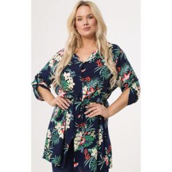Granatowa Koszula Unriddle. Koszule Born2be, xl, bez wzorów, z tkaniny, bez kołnierzyka, bez ramiączek. Za 39.99 zł.