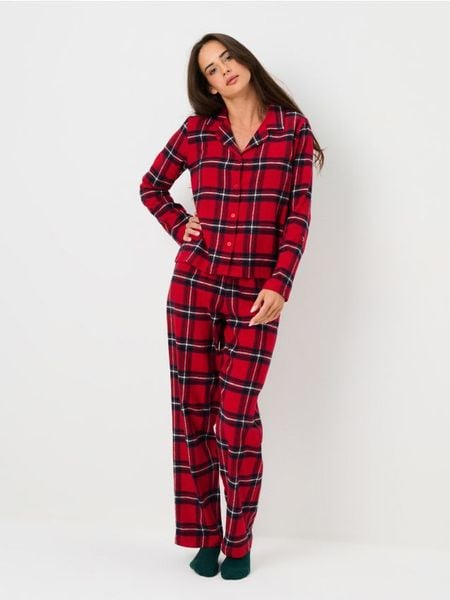 Bawełniana piżama dwuczęściowa w kratę - wielobarwny. Piżamy Sinsay, bez wzorów, z bawełny, bez ramiączek. Za 69.99 zł.