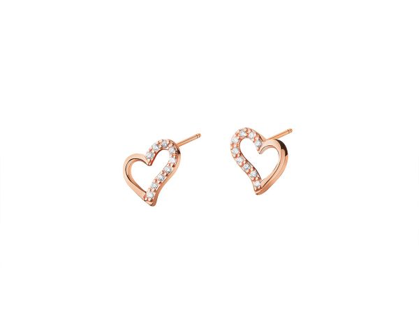 Złote kolczyki z cyrkoniami - serca. Żółte kolczyki Apart, z cyrkonią, złote. Za 499.00 zł.