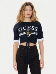 Guess T-Shirt V4GI00 I3Z14 Granatowy Boxy Fit. Niebieskie t-shirty Guess, l, z aplikacjami, z bawełny, bez kołnierzyka, bez ramiączek. Za 99.99 zł.