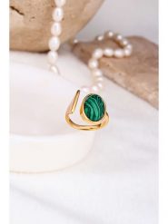 Pierres delicates Pozłacany pierścionek z malachitem rozmiar: onesize. Żółte pierścionki Pierres delicates, z malachitem, pozłacane. Za 87.19 zł.