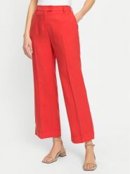 Olsen Spodnie materiałowe 14002165 Czerwony Straight Fit. Czerwone spodnie materiałowe Olsen, bez wzorów, ze lnu. Za 199.99 zł.