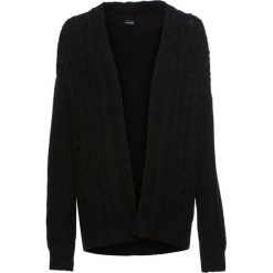 Sweter bez zapięcia, w warkocze bonprix czarny. Kardigany marki bonprix. Za 49.99 zł.