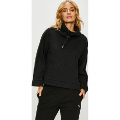 Puma - Bluza. Czarne bluzy Puma, m, z aplikacjami, z bawełny, bez kaptura. W wyprzedaży za 229.90 zł.