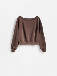 Gładka bluza z modalem - brązowy. Brązowe bluzy Reserved, l, bez wzorów, z dzianiny, bez kaptura. Za 119.99 zł.