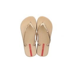 Świecące Japonki Ipanema Maxi Damskie. Żółte klapki Ipanema, bez wzorów, z materiału, bez obcasa. Za 86.24 zł.