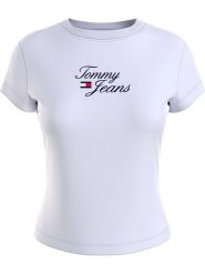 TOMMY JEANS Koszulka w kolorze białym rozmiar: L. Białe bluzki Tommy Jeans, l, bez wzorów, z jeansu, bez kołnierzyka, bez ramiączek. Za 56.93 zł.