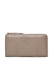 Tommy Hilfiger Duży Portfel Damski Th Refined Large Za Mono AW0AW15756 Szary. Szare portfele TOMMY HILFIGER, bez wzorów, ze skóry. Za 159.99 zł.