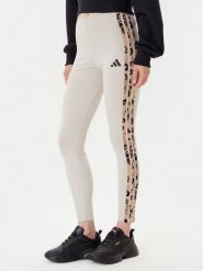 Adidas Legginsy Animal Print 3-Stripes JM1867 Beżowy Slim Fit. Brązowe legginsy Adidas, m, bez wzorów, z bawełny. Za 149.99 zł.