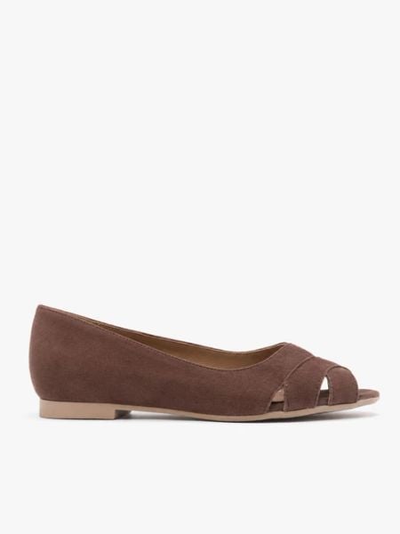 Brązowe baleriny peep toe. Brązowe baleriny Brawo sp. z o.o., bez wzorów, ze skóry, z okrągłym noskiem, bez obcasa, na płaskiej podeszwie. Za 399.99 zł.