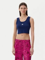Adidas Top Essentials Small Logo JC5939 Granatowy Slim Fit. Niebieskie topy Adidas, l, bez wzorów, z bawełny, bez kołnierzyka, bez ramiączek. Za 59.99 zł.