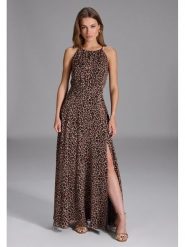 SWING Sukienka w kolorze jasnobrązowo-czarnym rozmiar: 46. Brązowe sukienki Swing, bez wzorów, bez kołnierzyka, bez ramiączek, maxi. Za 347.99 zł.