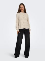 ONLY Sweter w kolorze beżowym rozmiar: L. Brązowe swetry Only, l, bez wzorów, ze splotem, bez ramiączek. Za 113.63 zł.