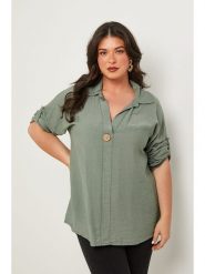 Curvy Lady Bluzka w kolorze khaki rozmiar: 44/46. Brązowe bluzki Curvy Lady, bez wzorów, klasyczne, bez kołnierzyka, bez ramiączek. Za 168.06 zł.