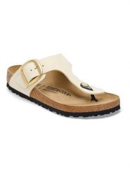 Birkenstock Skórzane japonki "Gizeh" w kolorze kremowym rozmiar: 37. Brązowe klapki Birkenstock, bez wzorów, z nubiku, z otwartym noskiem, bez obcasa. Za 484.45 zł.