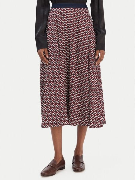 Tommy Hilfiger Spódnica trapezowa WW0WW49373 Bordowy Regular Fit. Czerwone spódnice TOMMY HILFIGER, bez wzorów, z wiskozy, trapezowe. Za 459.99 zł.