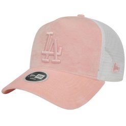 Czapka z daszkiem damska Wmns LA Dodgers Velour Trucker Cap. Czerwone czapki New Era, bez wzorów, z materiału, sportowe. Za 149.99 zł.